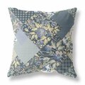 Palacedesigns 16 in. Boho Floral Indoor & Outdoor Throw Pillow Dark Blue & Yellow PA3091839